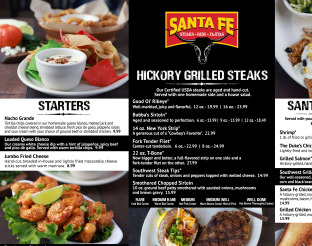 View Santa Fe Cattle Co Menu